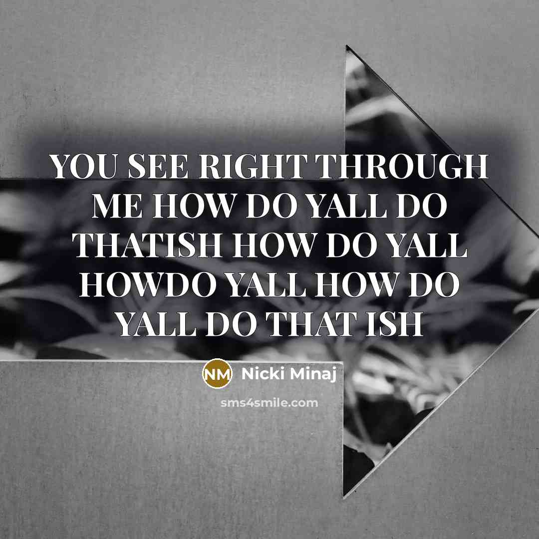 “YOU SEE RIGHT THROUGH ME HOW DO YALL DO THATISH…” quote by Nicki Minaj
