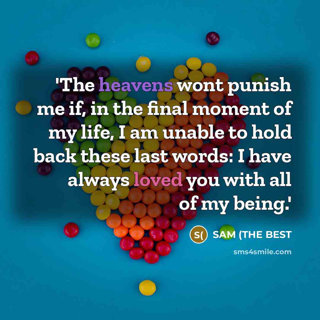 “'The heavens wont punish me if, in the final moment…” quote by SAM (THE BEST