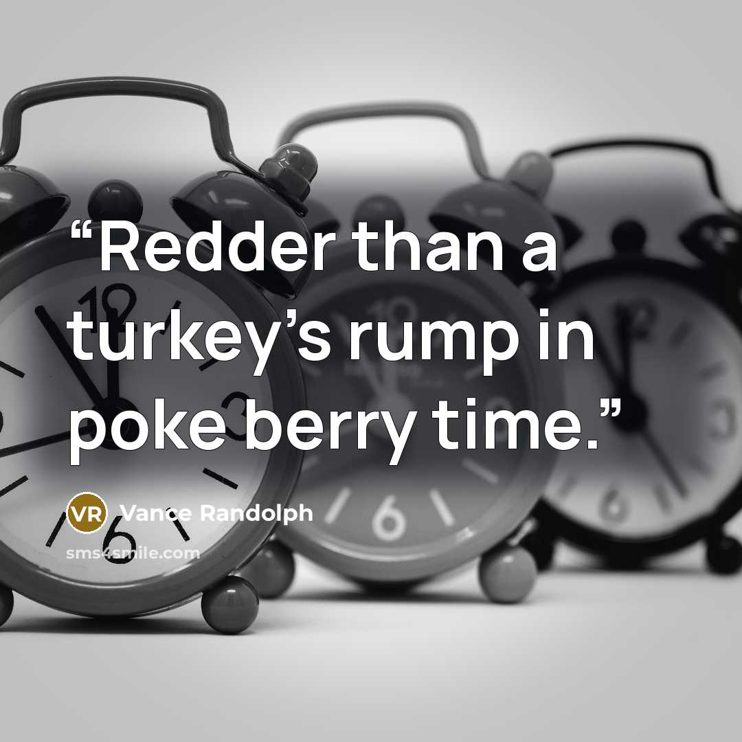 “Redder than a turkey's rump in poke berry time.” quote by Vance Randolph