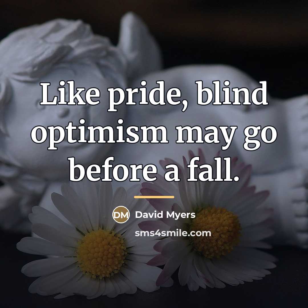 “Like pride, blind optimism may go before a fall.…” quote by David Myers