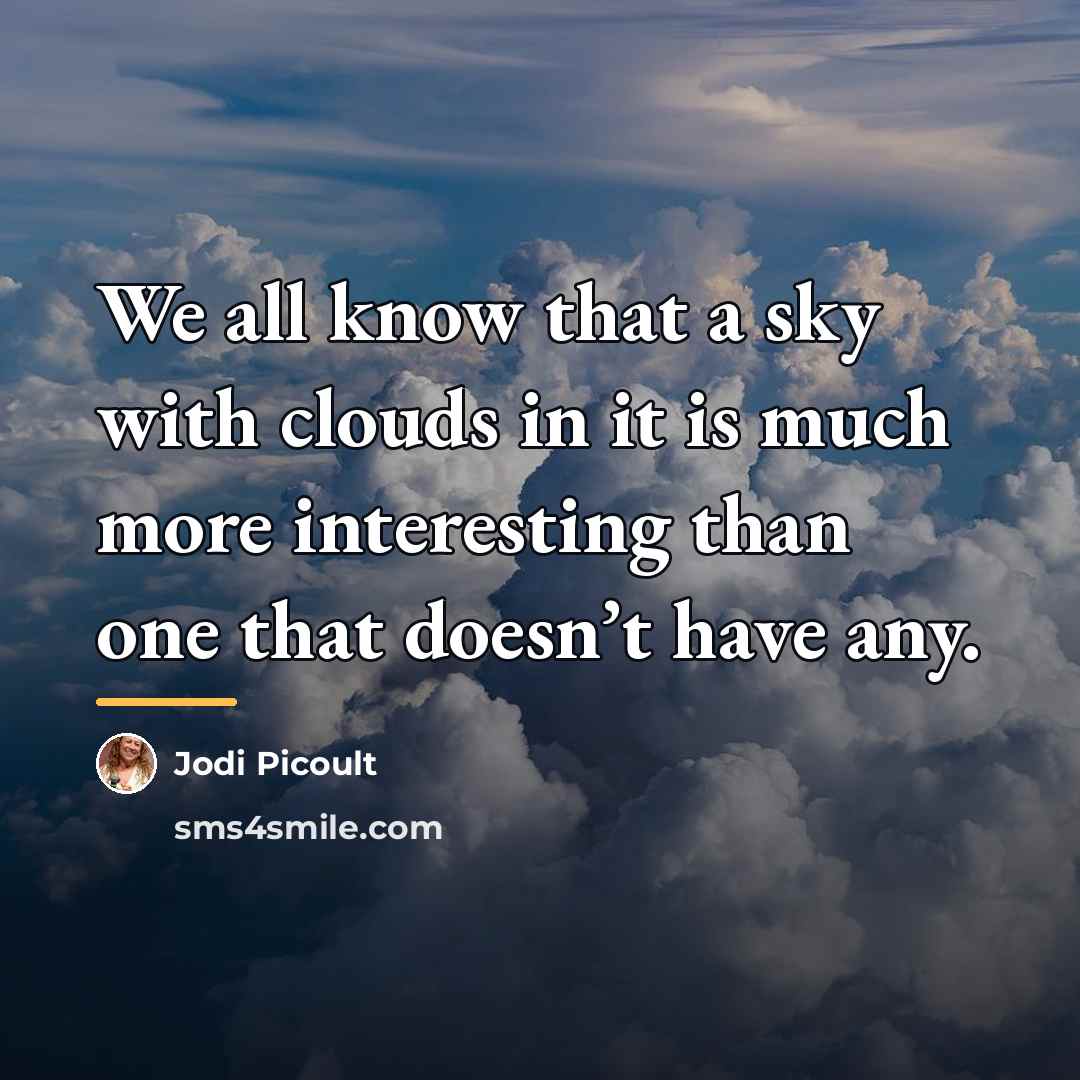 “We all know that a sky with clouds in it…” quote by Jodi Picoult