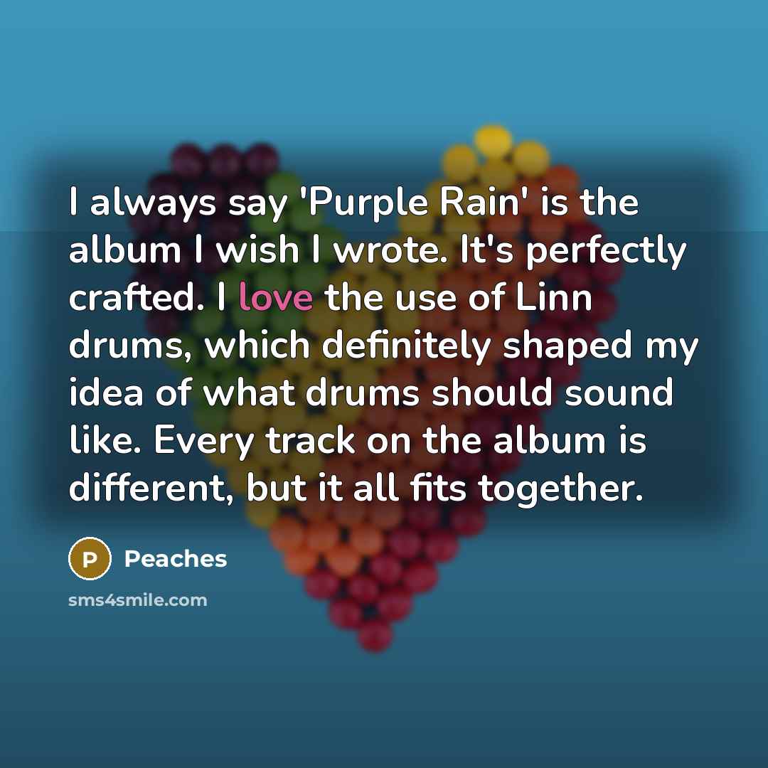 “I always say 'Purple Rain' is the album I wish…” quote by Peaches