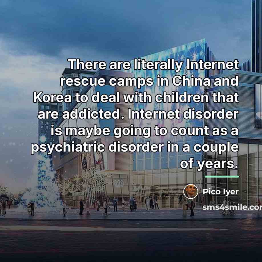 “There are literally Internet rescue camps in China and Korea…” quote by Pico Iyer