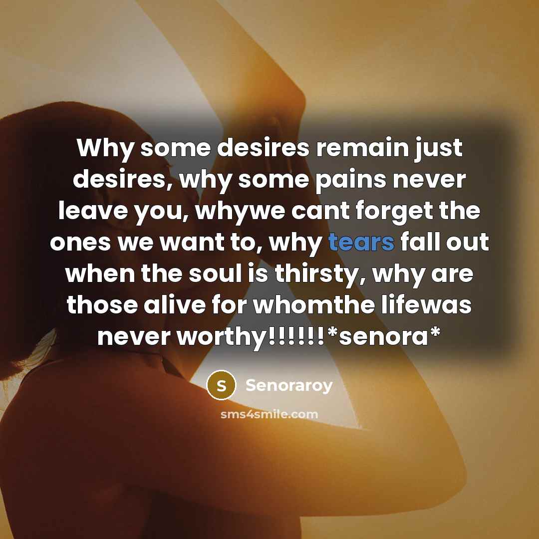 “Why some desires remain just desires, why some pains never…” quote by Senoraroy