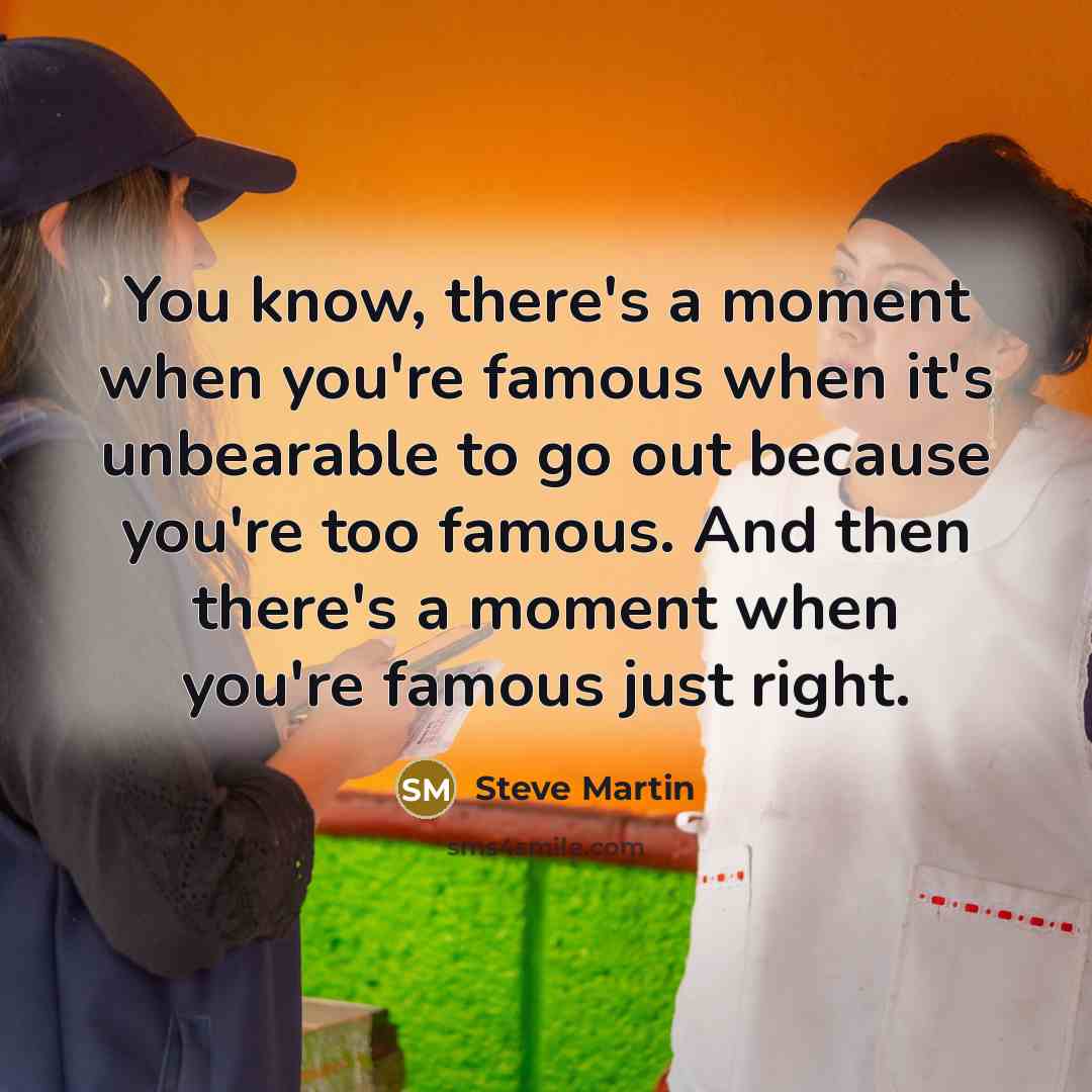 “You know, there's a moment when you're famous when it's…” quote by Steve Martin