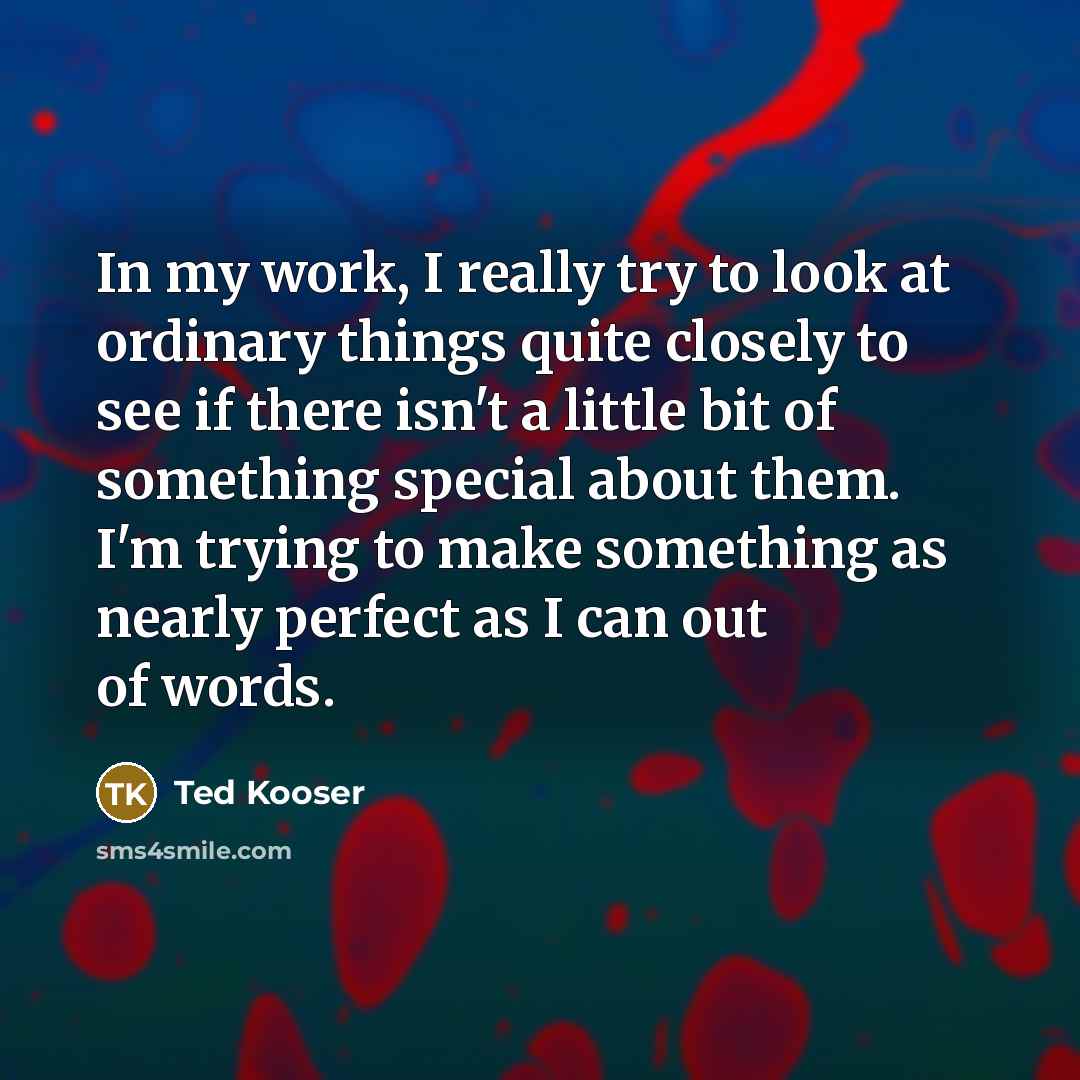 “In my work, I really try to look at ordinary…” quote by Ted Kooser