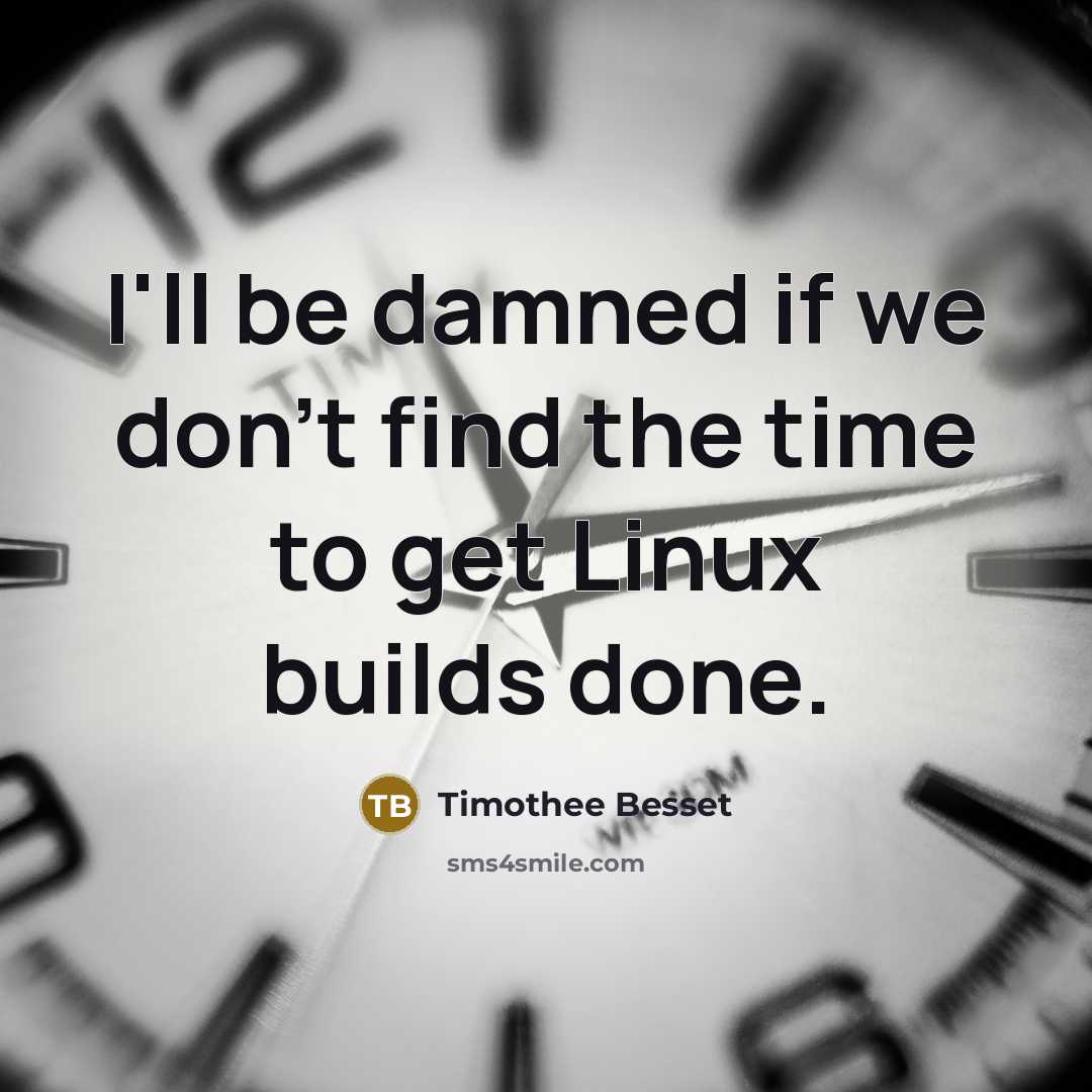 “I'll be damned if we don't find the time to…” quote by Timothee Besset