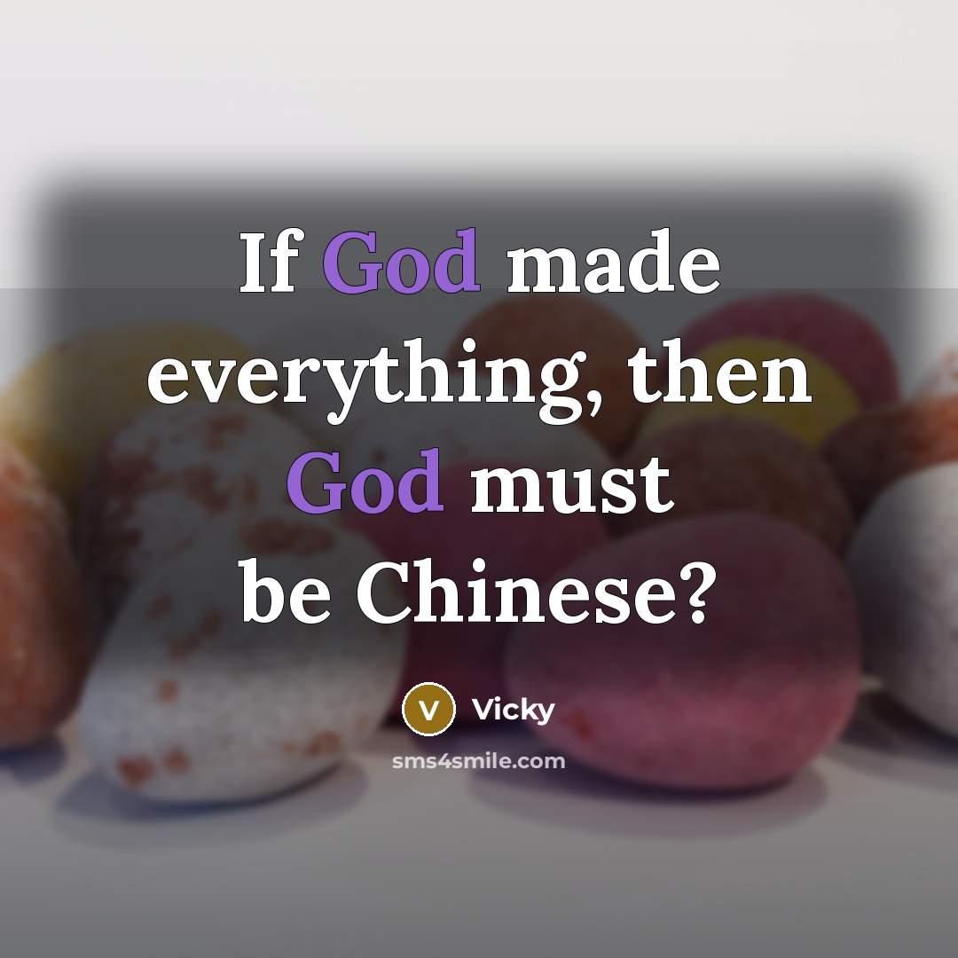“If God made everything, then God must be Chinese?…” quote by Vicky