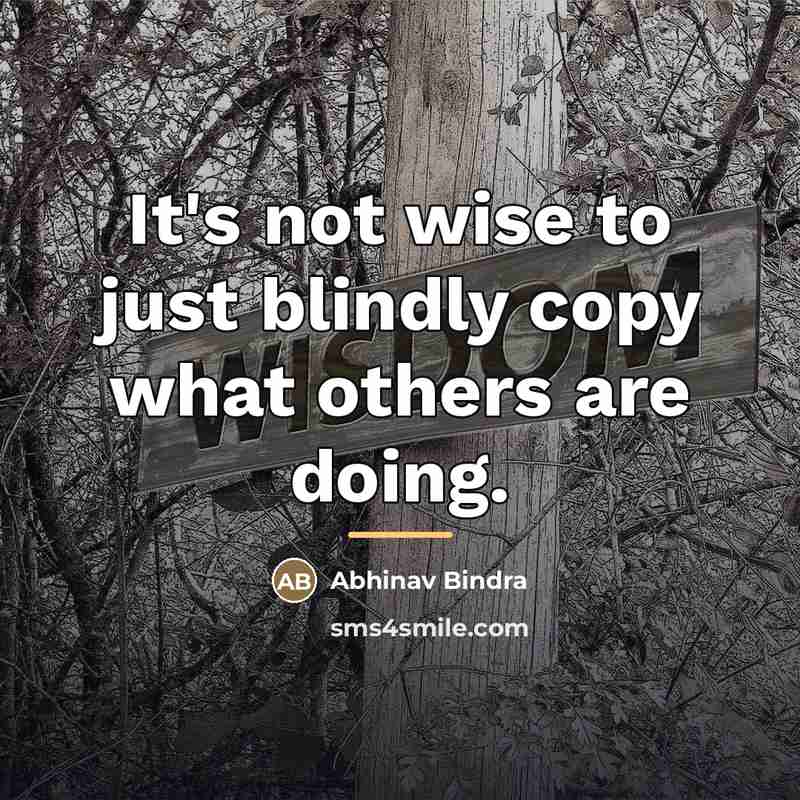 “It's not wise to just blindly copy what others are…” quote by Abhinav Bindra
