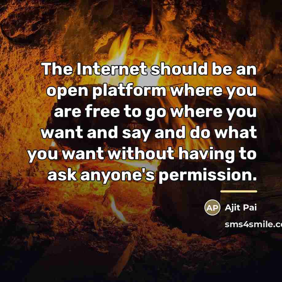 “The Internet should be an open platform where you are…” quote by Ajit Pai