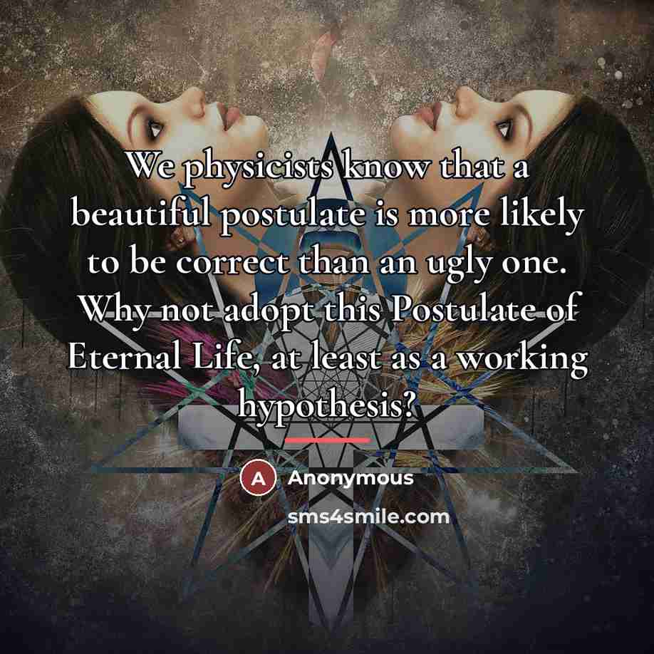 “We physicists know that a beautiful postulate is more likely…” quote by Anonymous