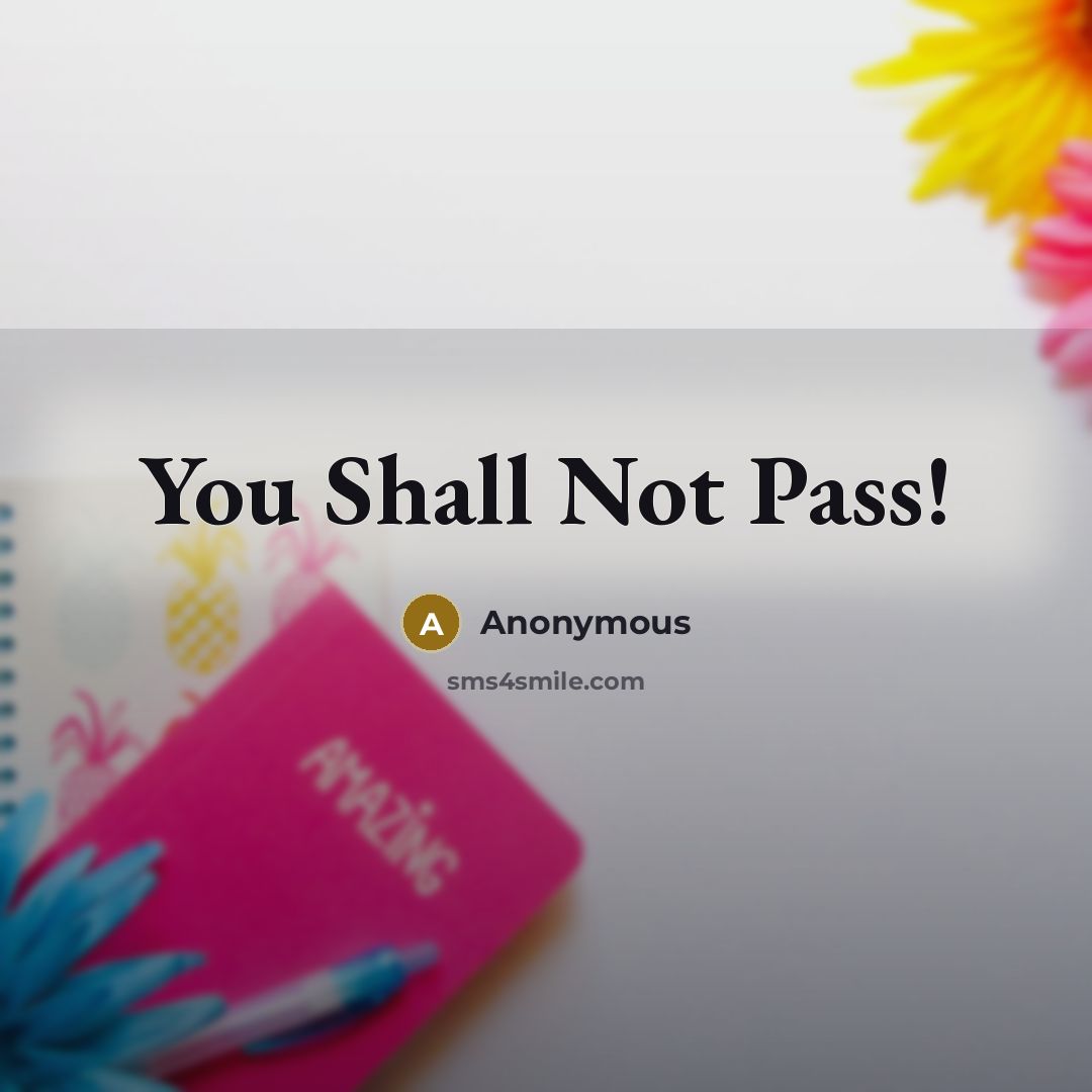 “You Shall Not Pass!” quote by Anonymous