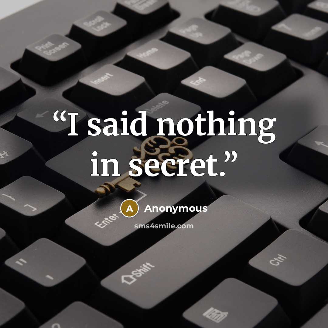 “I said nothing in secret.” quote by Anonymous