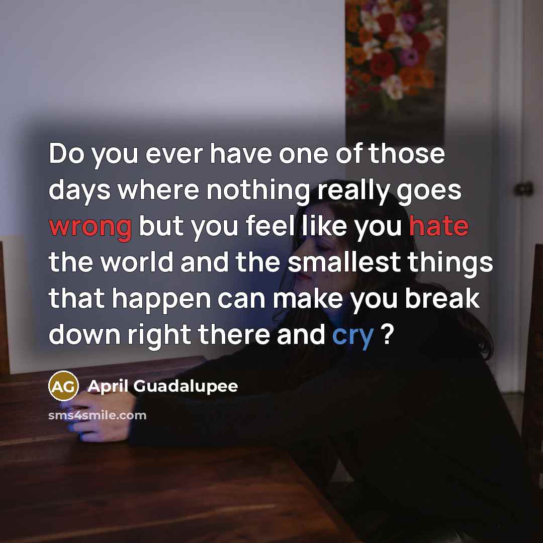 “Do you ever have one of those days where nothing…” quote by April Guadalupee