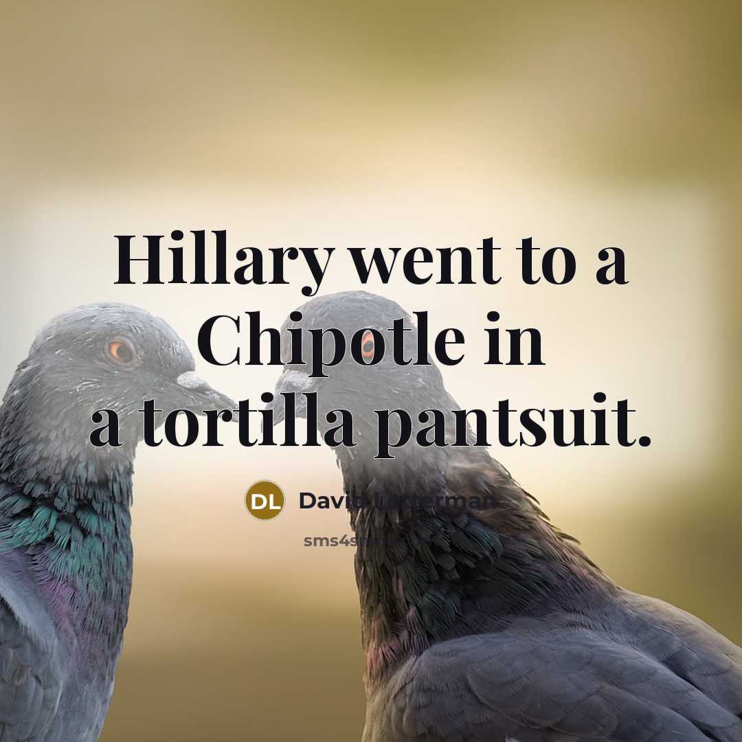 “Hillary went to a Chipotle in a tortilla pantsuit.…” quote by David Letterman