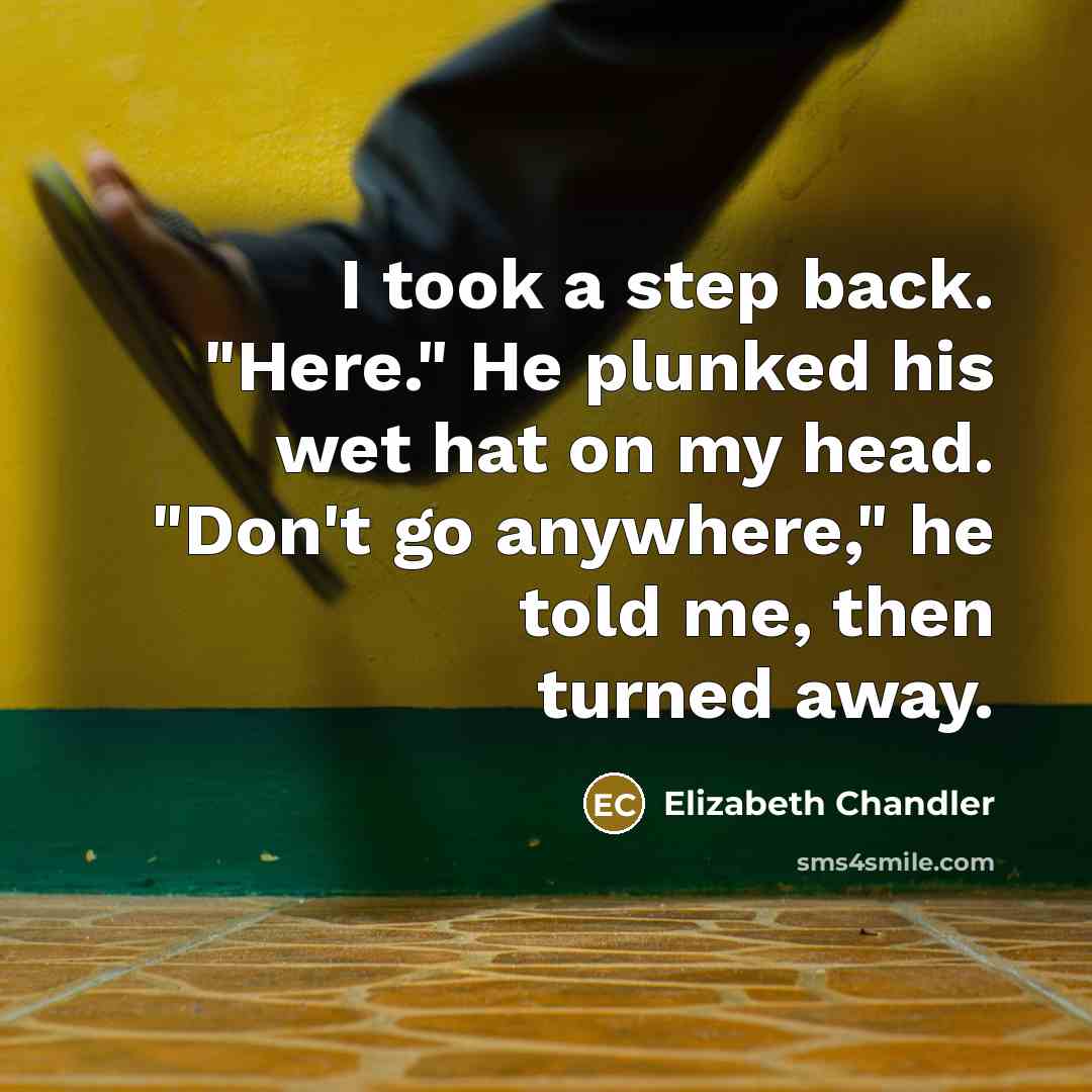 “I took a step back. "Here." He plunked his wet…” quote by Elizabeth Chandler