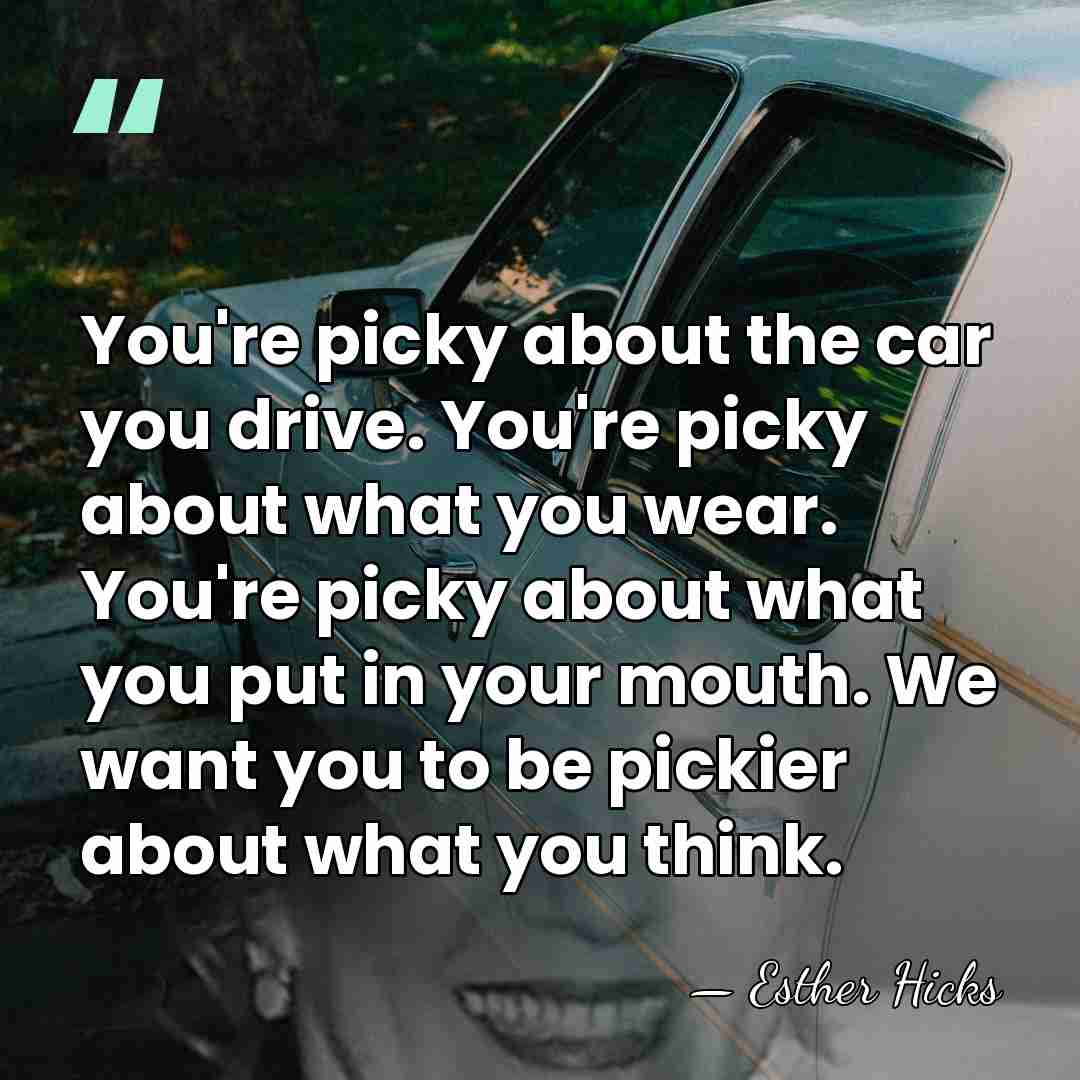 You're picky about the car you drive. You're picky about what you&hellip; - Esther Hicks