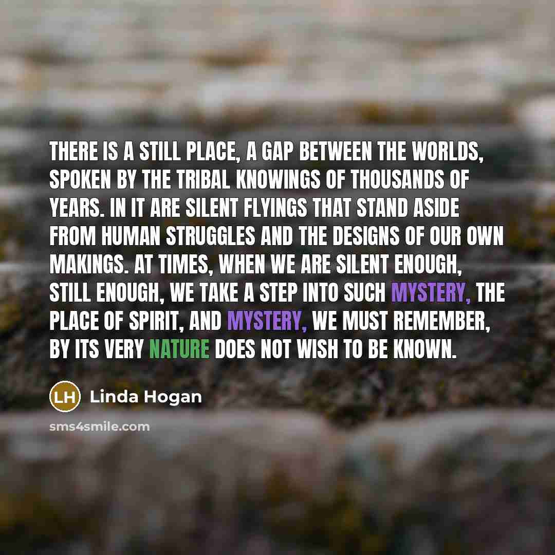 “There is a still place, a gap between the worlds,…” quote by Linda Hogan