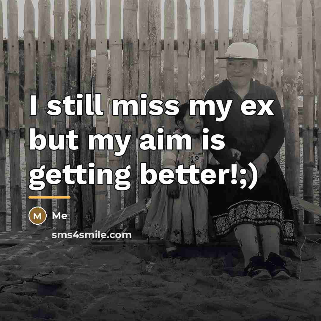 “I still miss my ex but my aim is getting…” quote by Me
