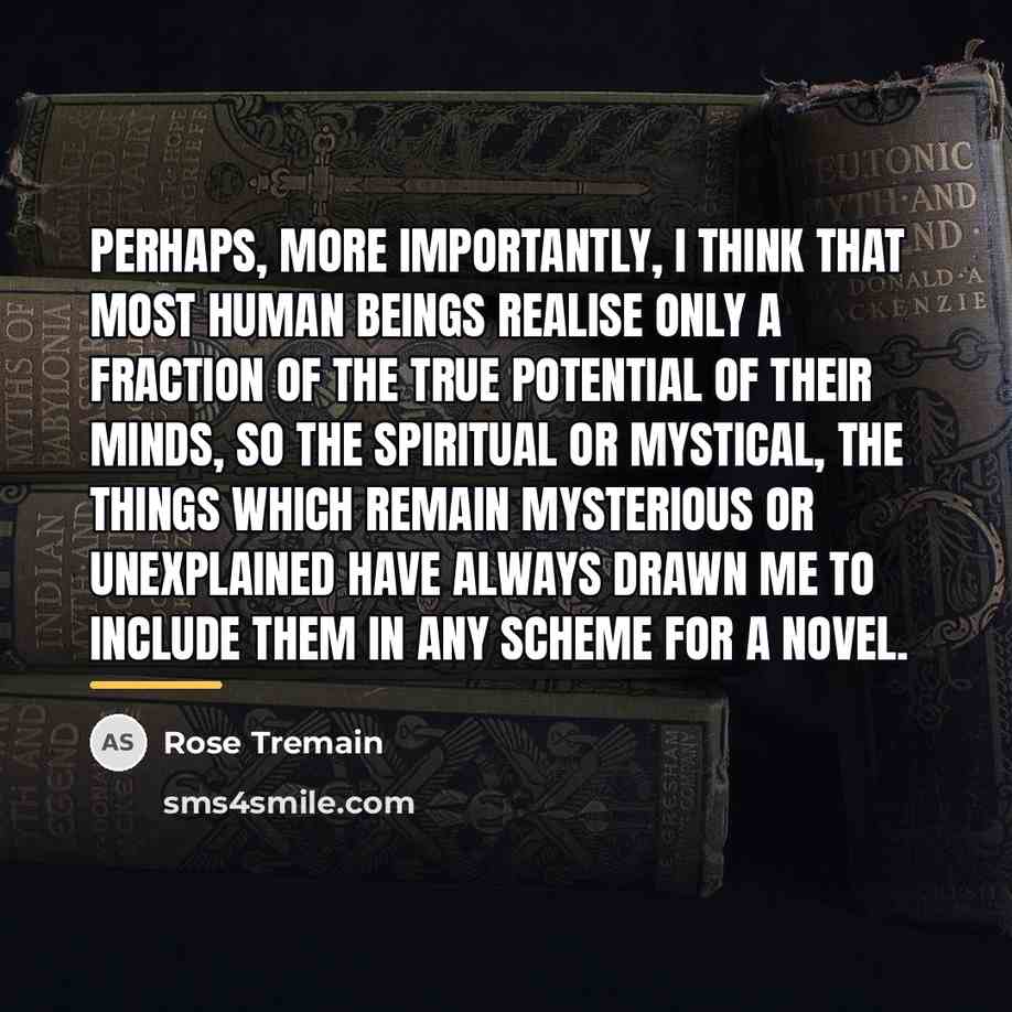 “Perhaps, more importantly, I think that most human beings realise…” quote by Rose Tremain