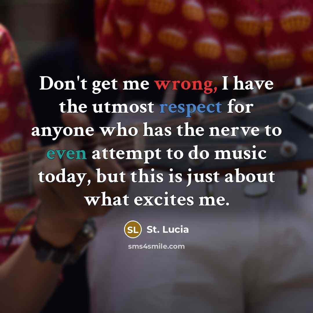 “Don't get me wrong, I have the utmost respect for…” quote by St. Lucia