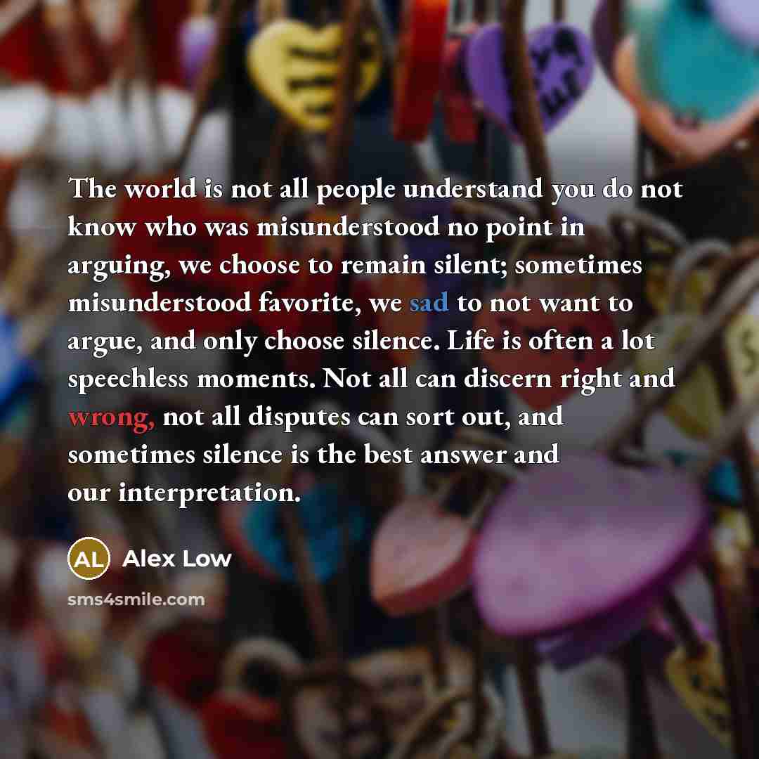 “The world is not all people understand you do not…” quote by Alex Low