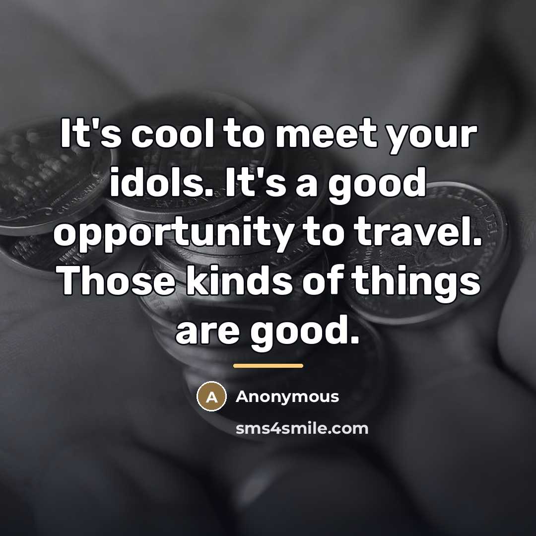 “It's cool to meet your idols. It's a good opportunity…” quote by Anonymous