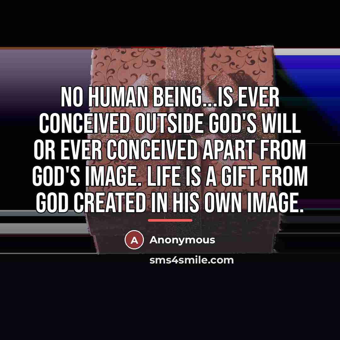 “No human being...is ever conceived outside God's will or ever…” quote by Anonymous