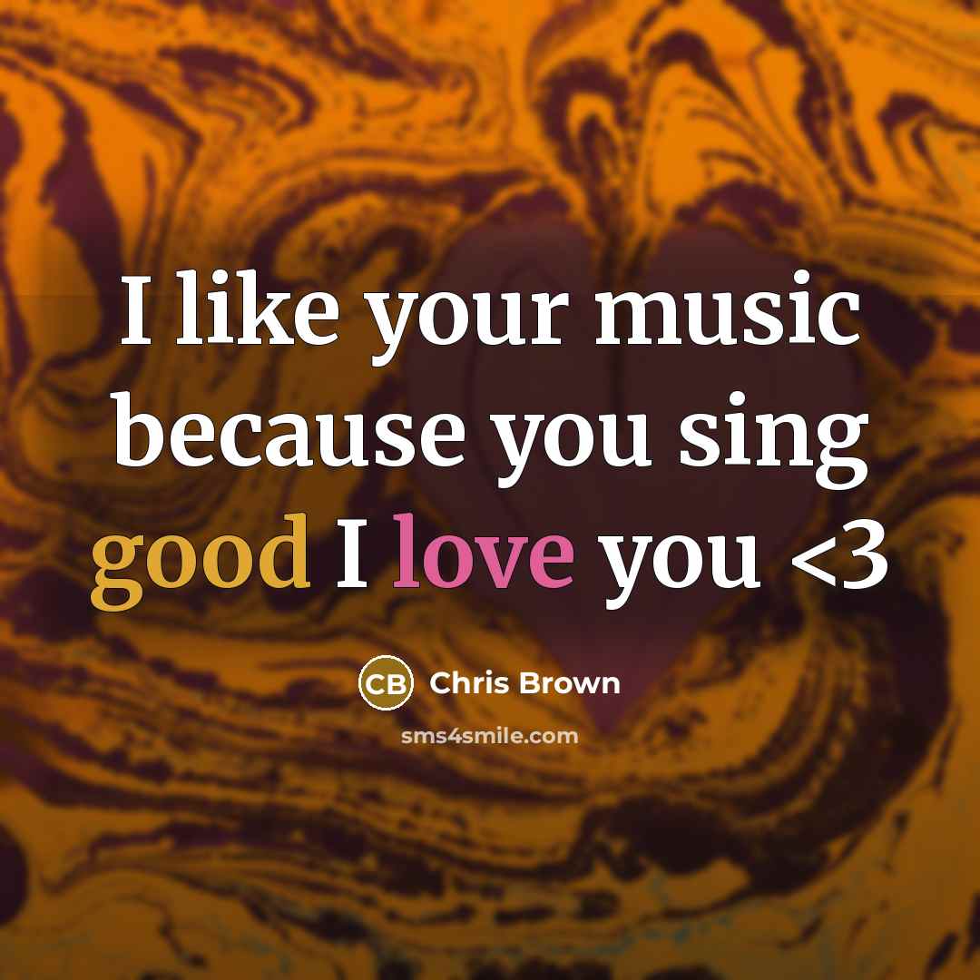 “I like your music because you sing good I love you” quote by Chris Brown