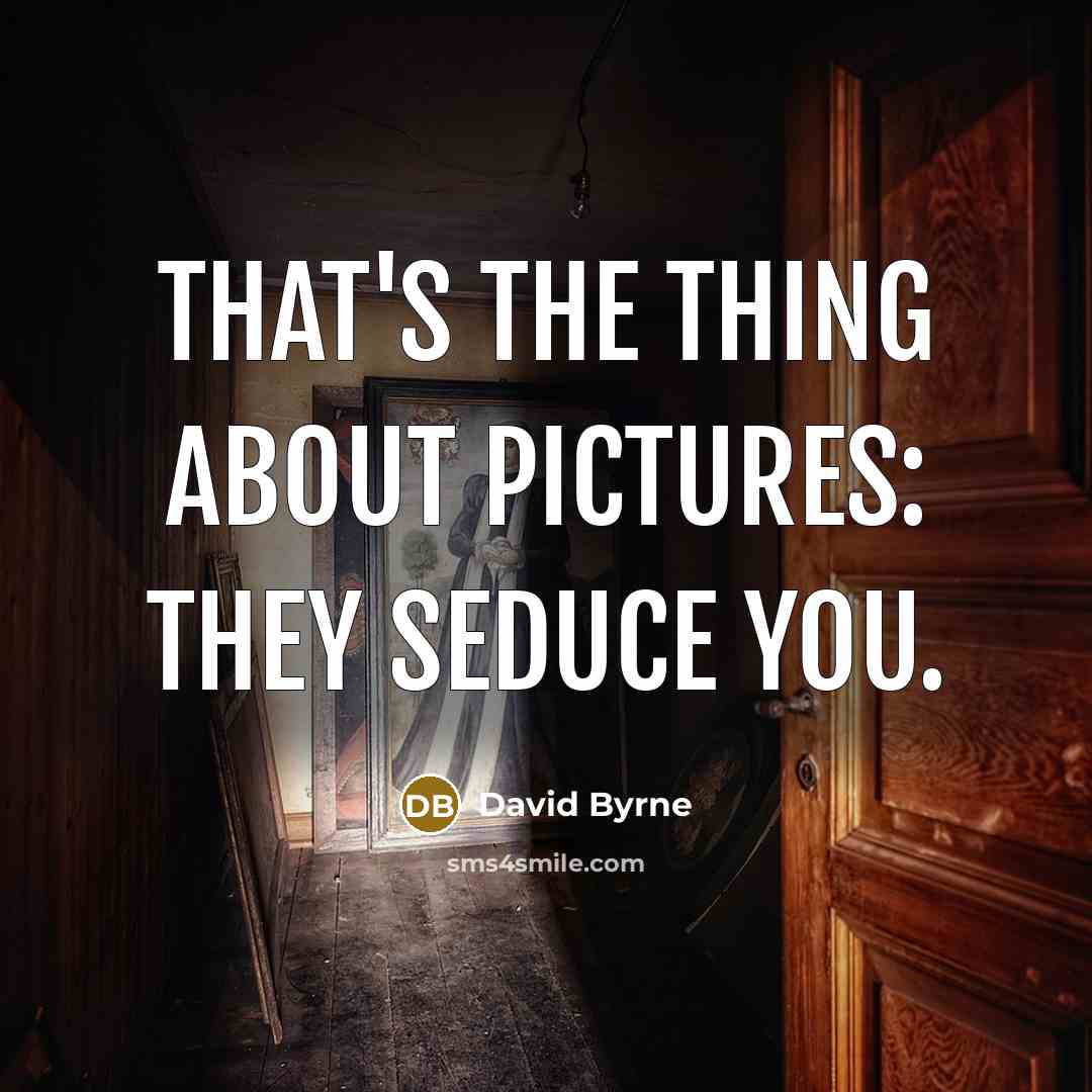 “That's the thing about pictures: they seduce you.” quote by David Byrne