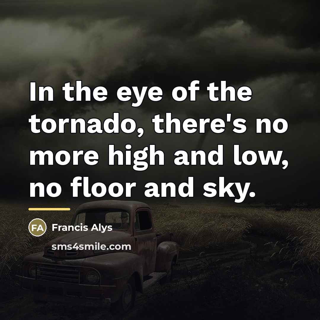 “In the eye of the tornado, there's no more high…” quote by Francis Alys