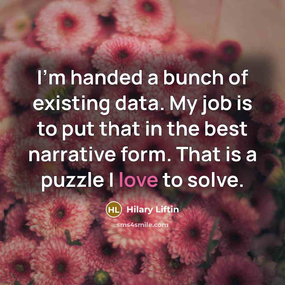 “I'm handed a bunch of existing data. My job is…” quote by Hilary Liftin