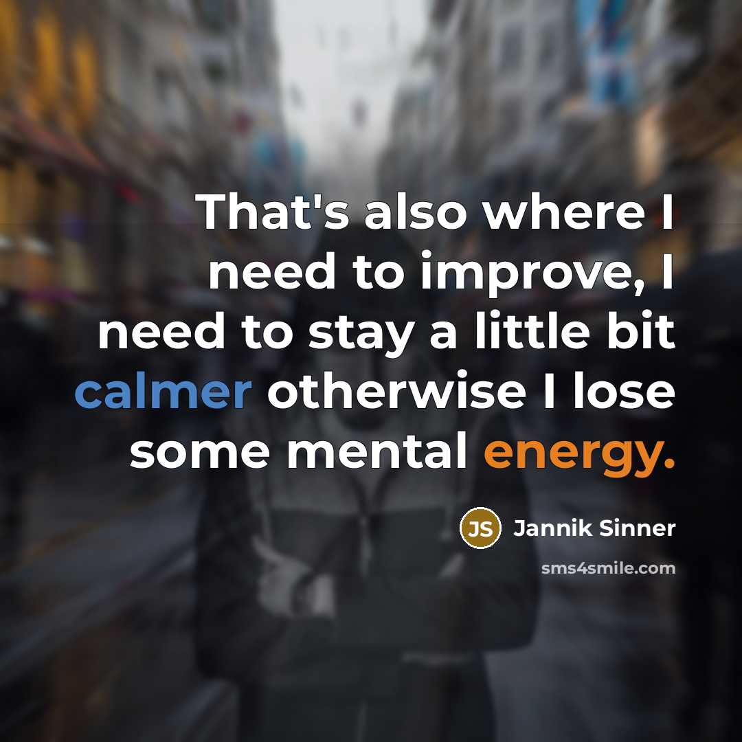 “That's also where I need to improve, I need to stay a little bit calmer otherwise I lose some mental energy.” quote by Jannik Sinner