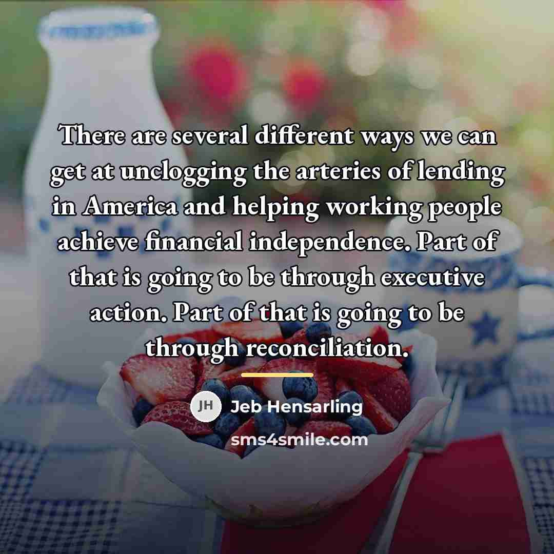 “There are several different ways we can get at unclogging…” quote by Jeb Hensarling
