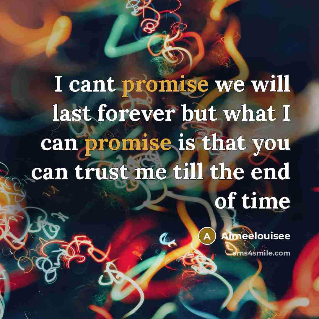 “I cant promise we will last forever but what I can promise is that you can trust me till the end of time” quote by Aimeelouisee