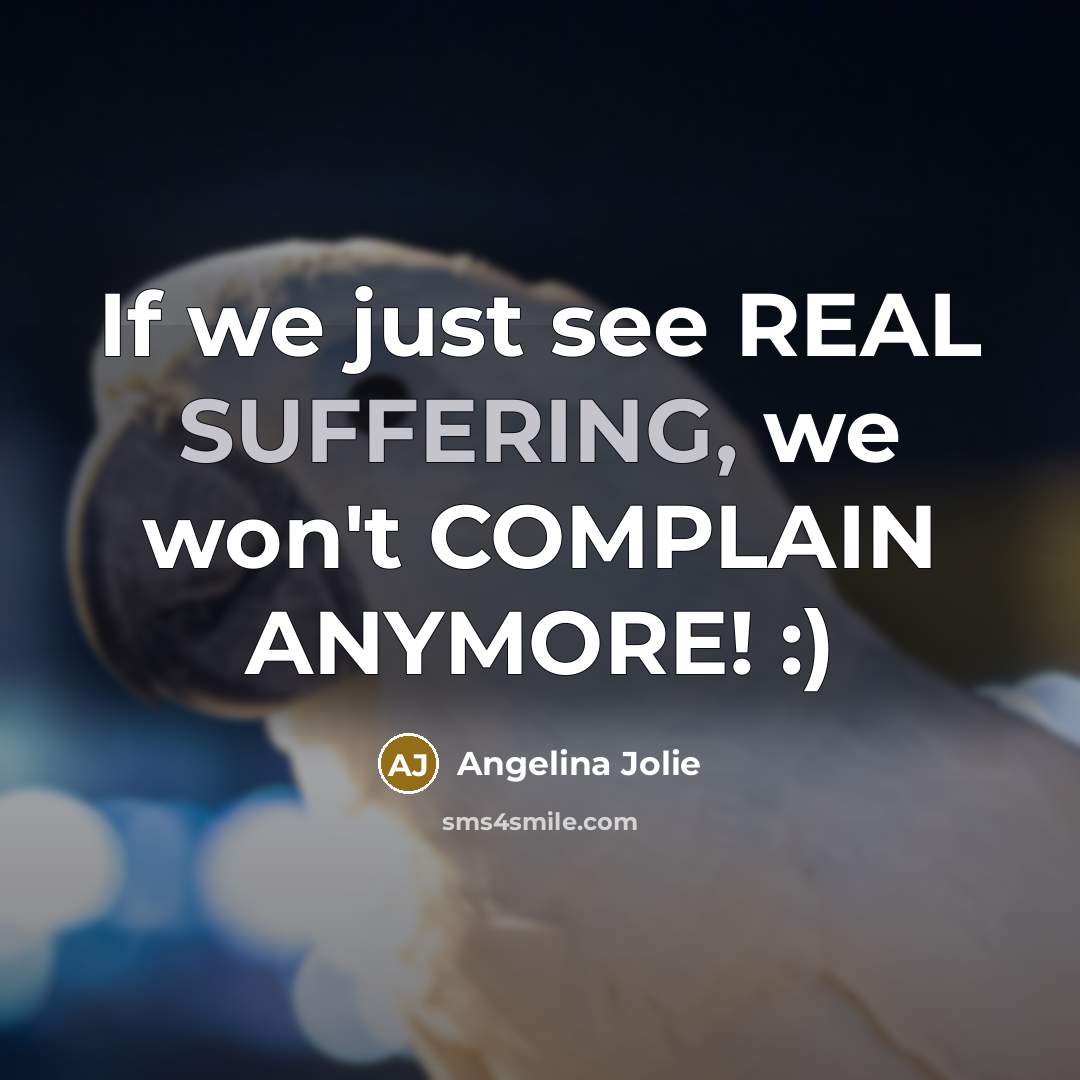 “If we just see REAL SUFFERING, we won't COMPLAIN ANYMORE!…” quote by Angelina Jolie