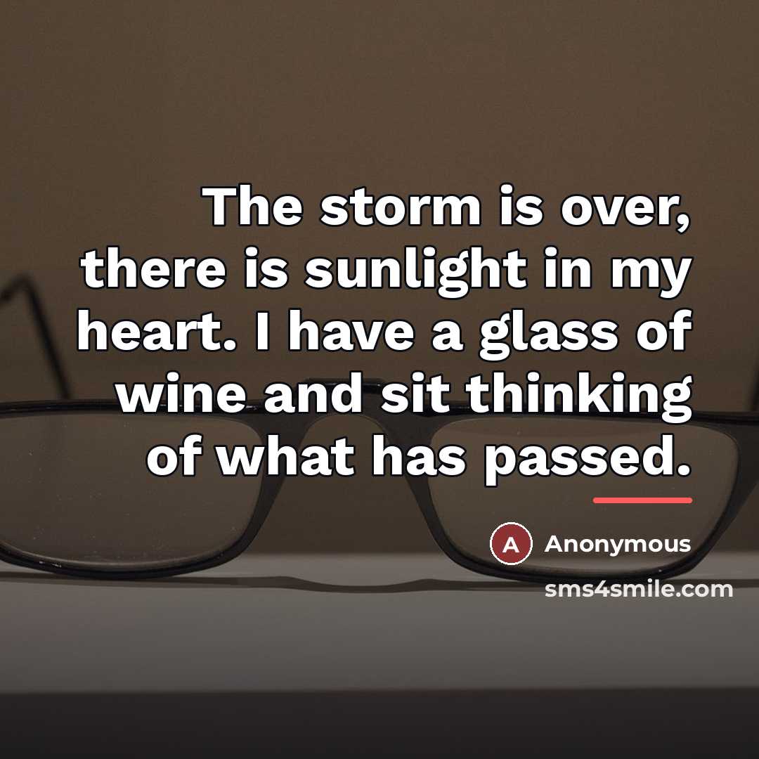 “The storm is over, there is sunlight in my heart.…” quote by Anonymous