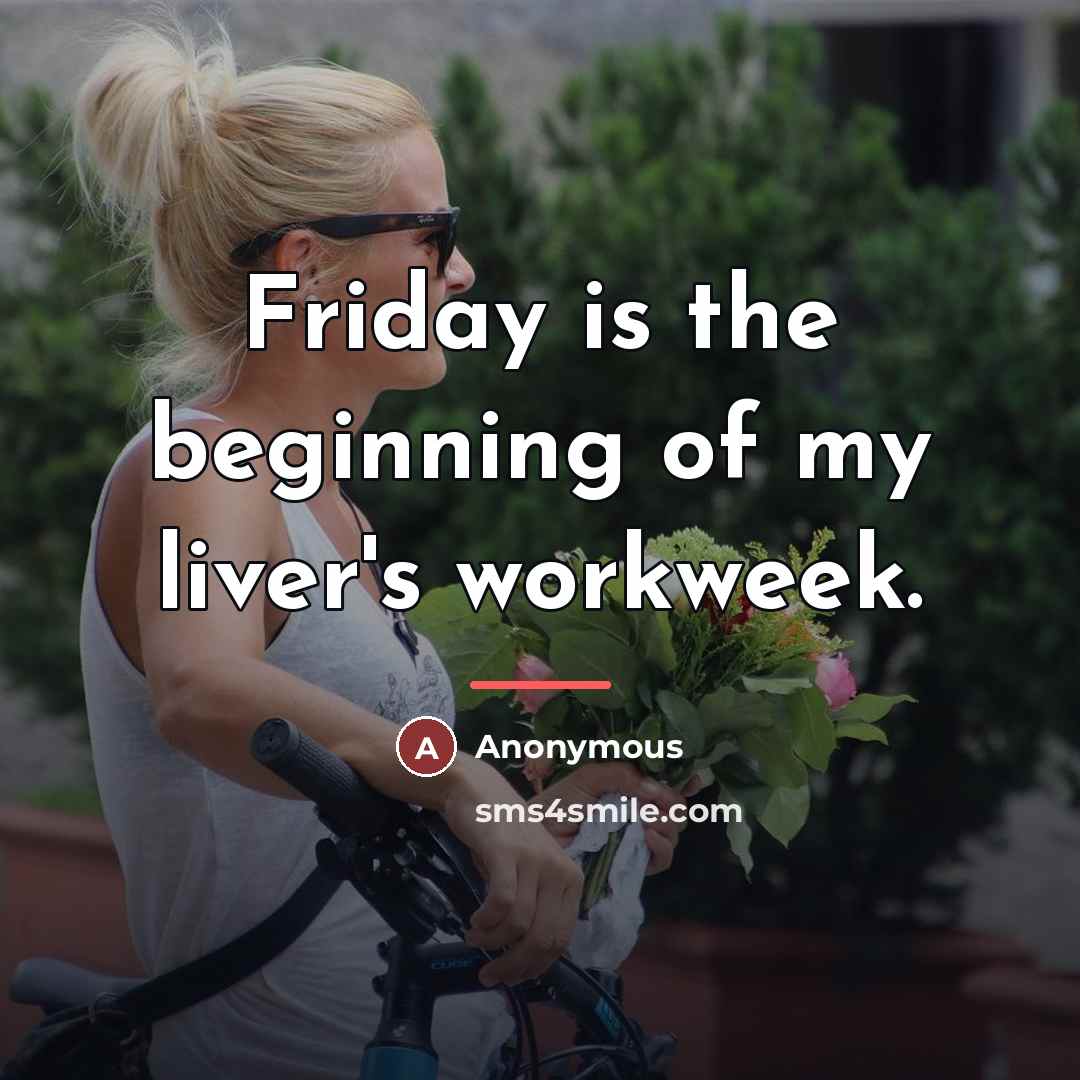 “Friday is the beginning of my liver's workweek.…” quote by Anonymous