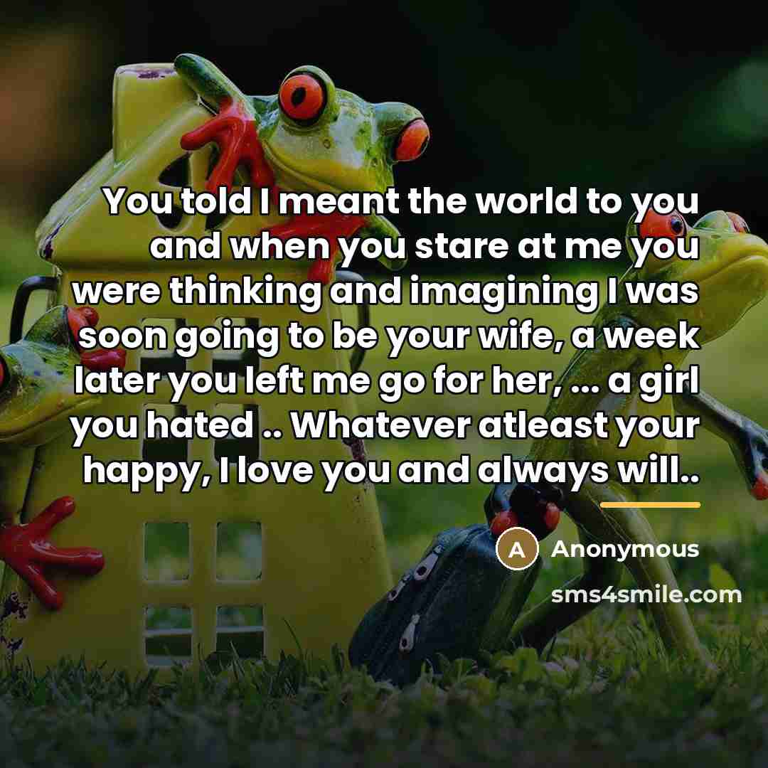 “You told I meant the world to you and when…” quote by Anonymous