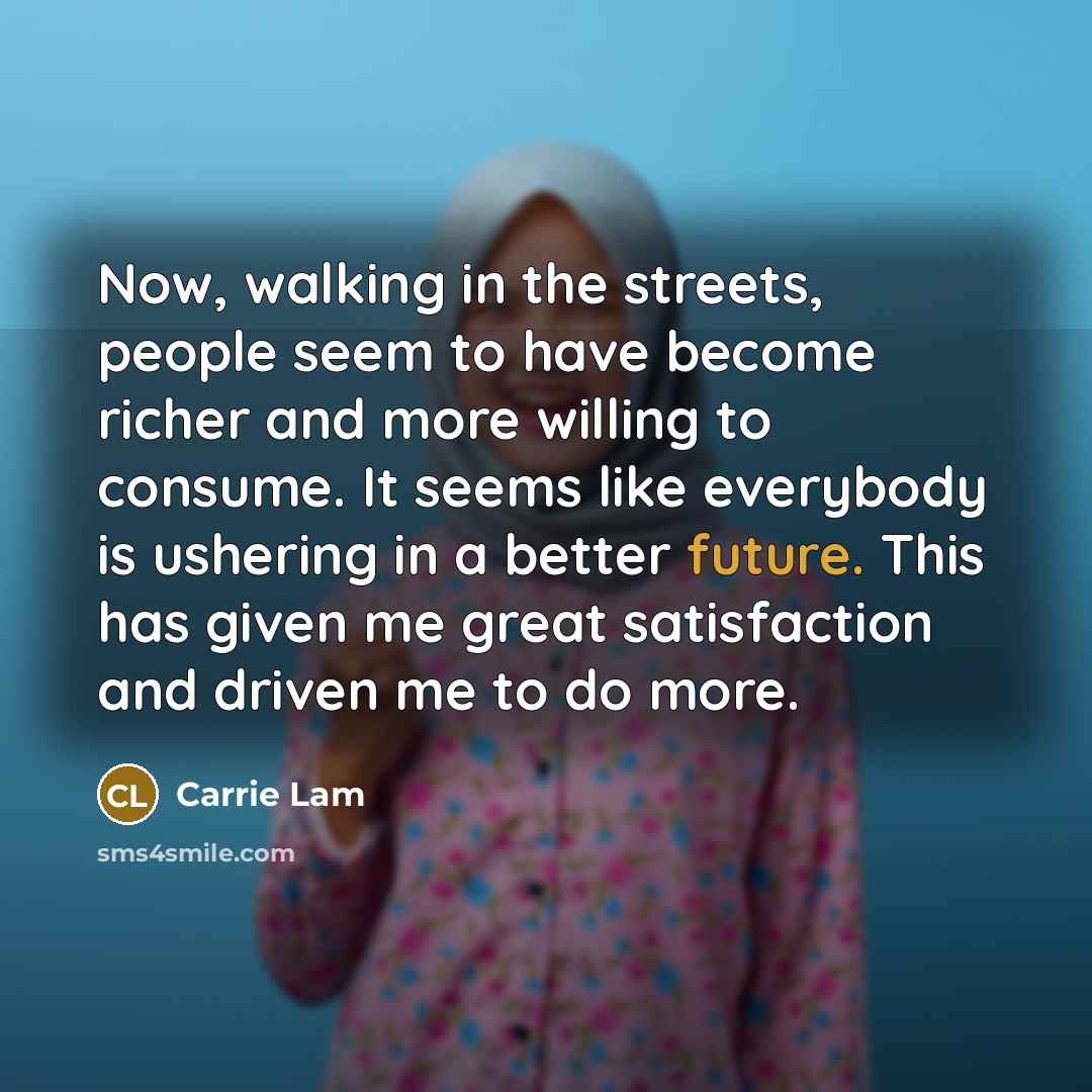 “Now, walking in the streets, people seem to have become…” quote by Carrie Lam