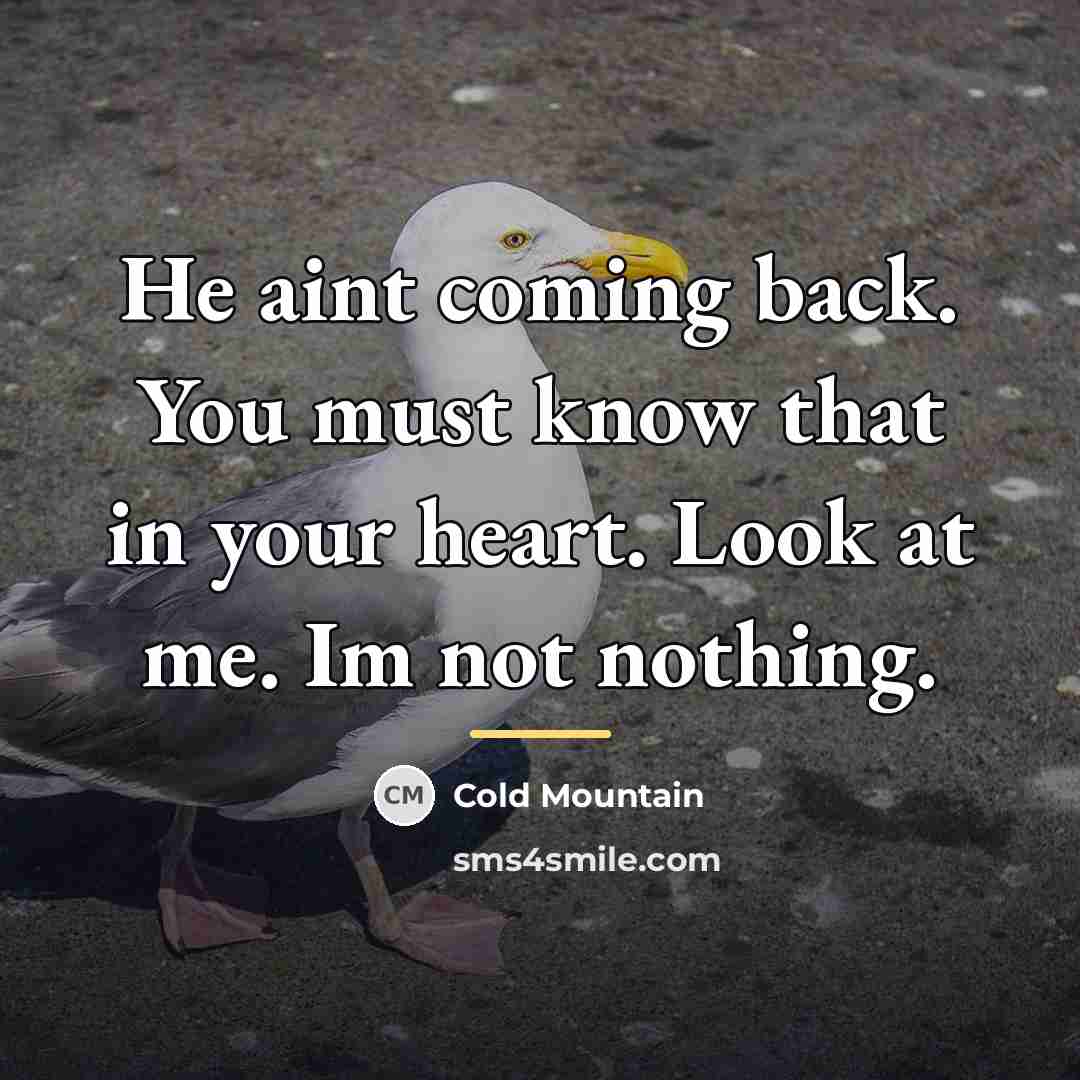“He aint coming back. You must know that in your…” quote by Cold Mountain