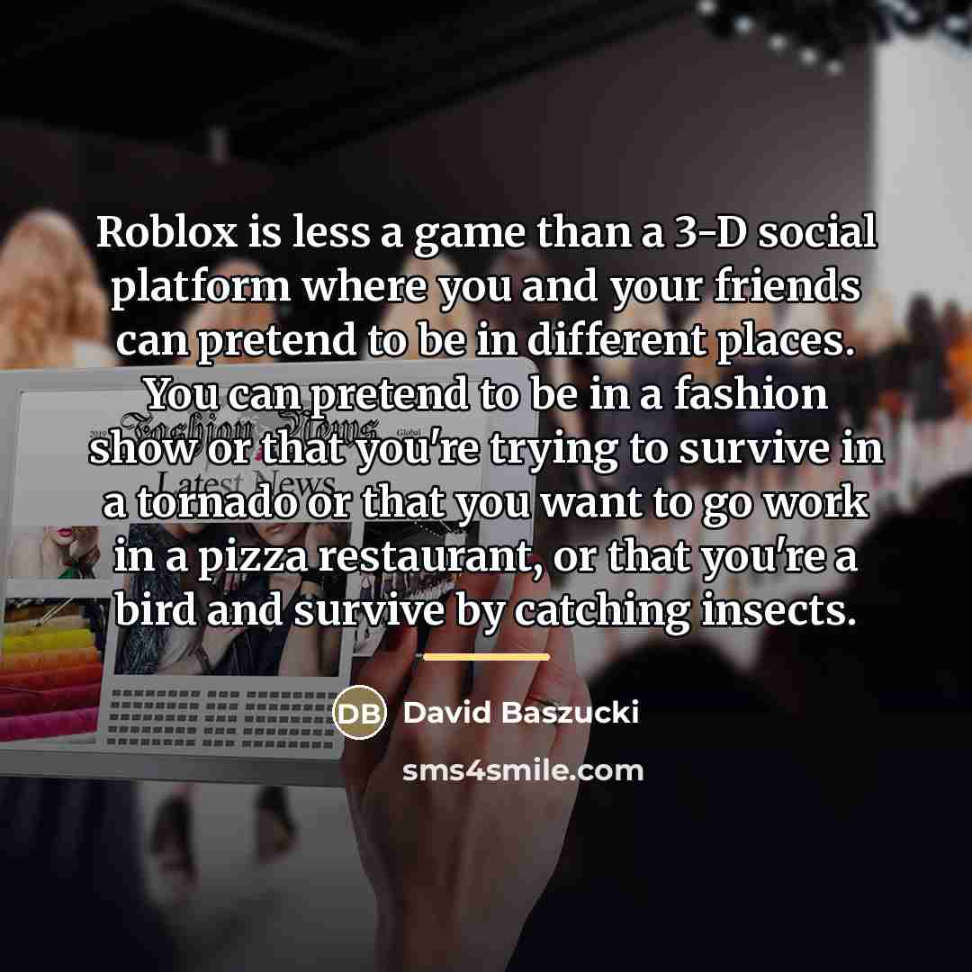 “Roblox is less a game than a 3-D social platform…” quote by David Baszucki
