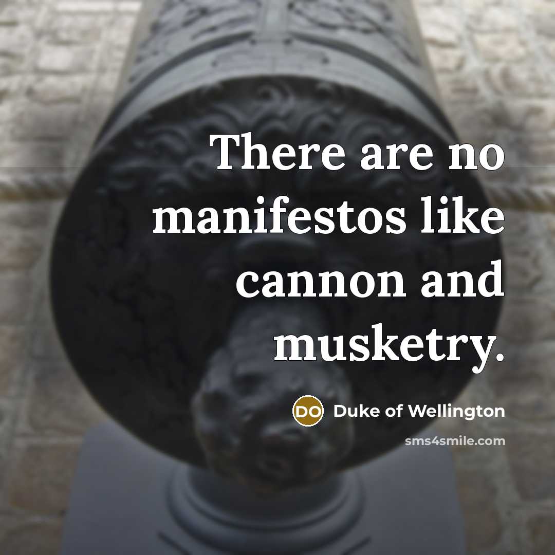 “There are no manifestos like cannon and musketry.…” quote by Duke of Wellington