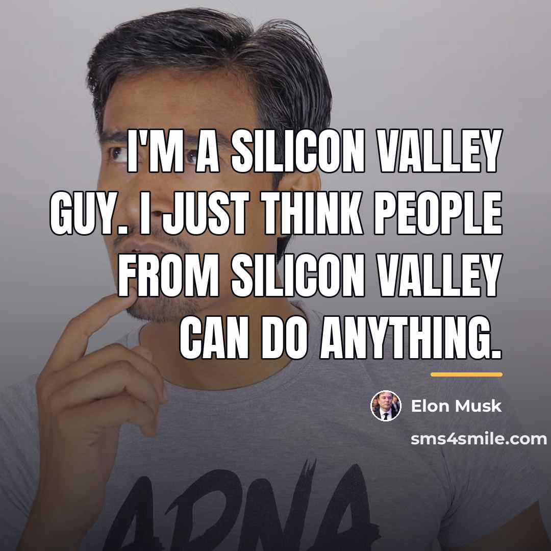 “I'm a Silicon Valley guy. I just think people from…” quote by Elon Musk