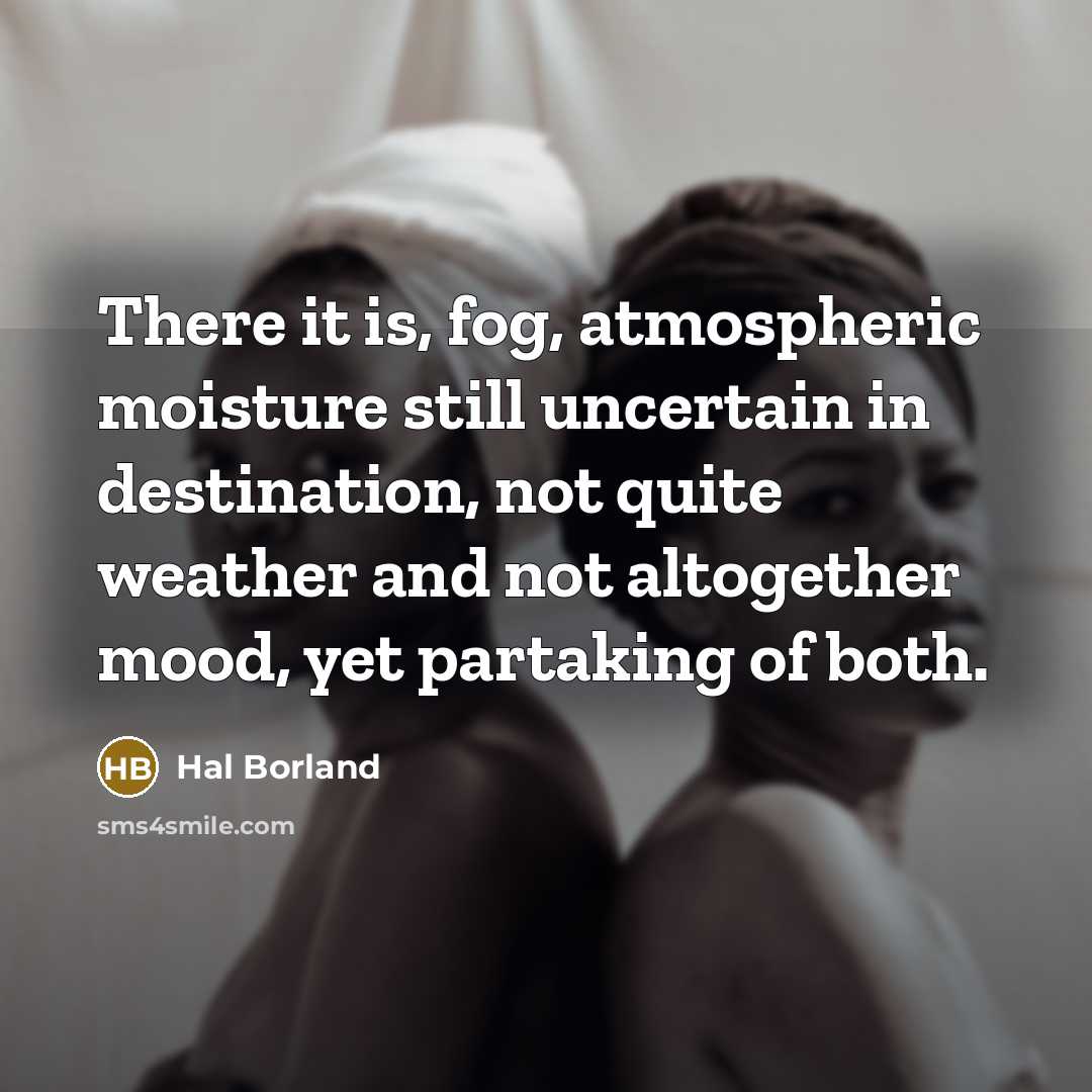 “There it is, fog, atmospheric moisture still uncertain in destination,…” quote by Hal Borland