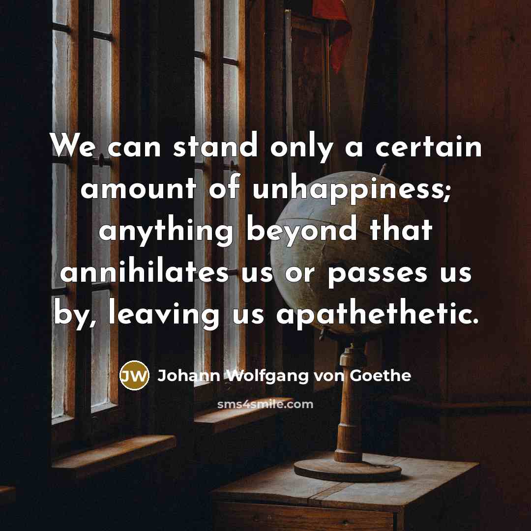 “We can stand only a certain amount of unhappiness; anything…” quote by Johann Wolfgang von Goethe
