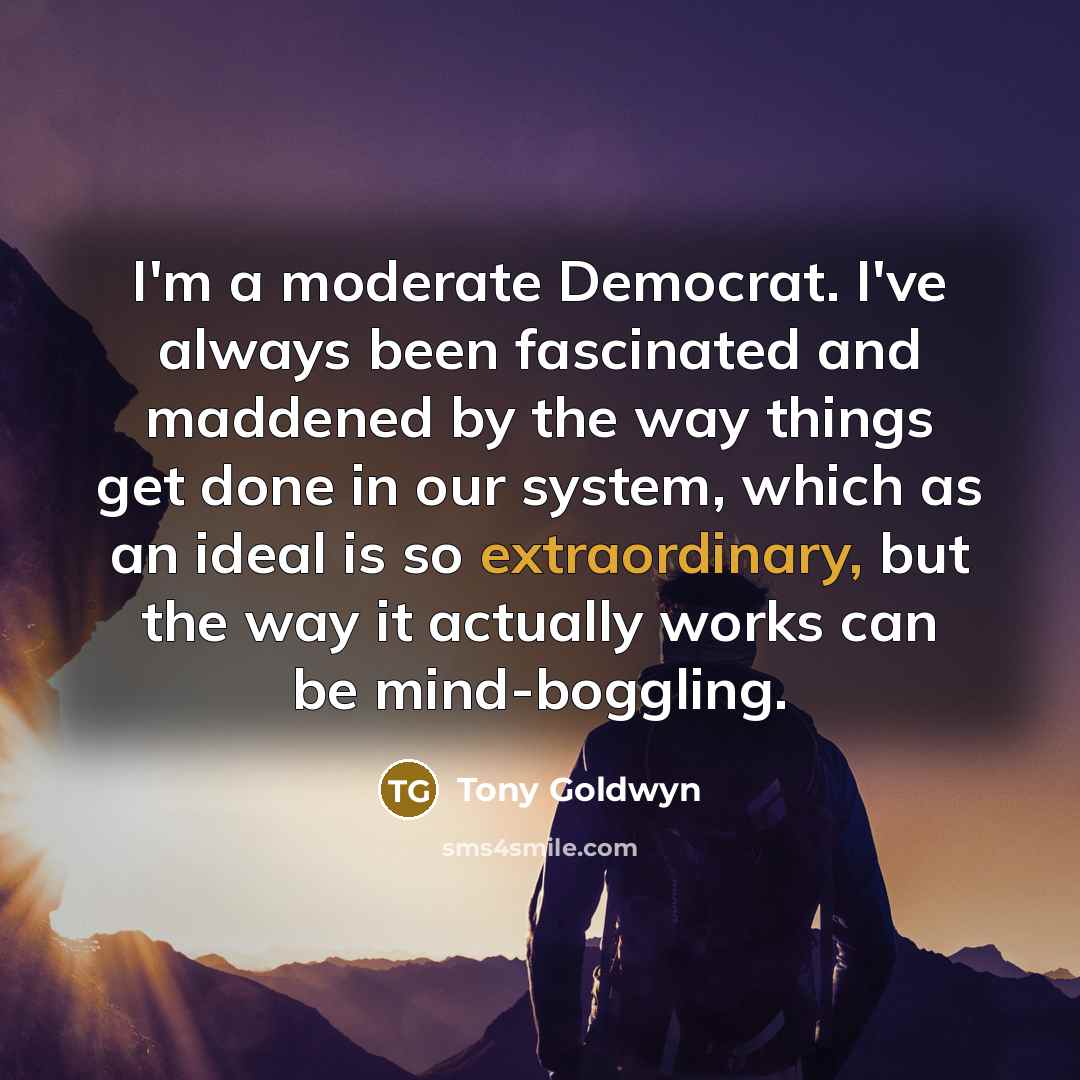“I'm a moderate Democrat. I've always been fascinated and maddened…” quote by Tony Goldwyn