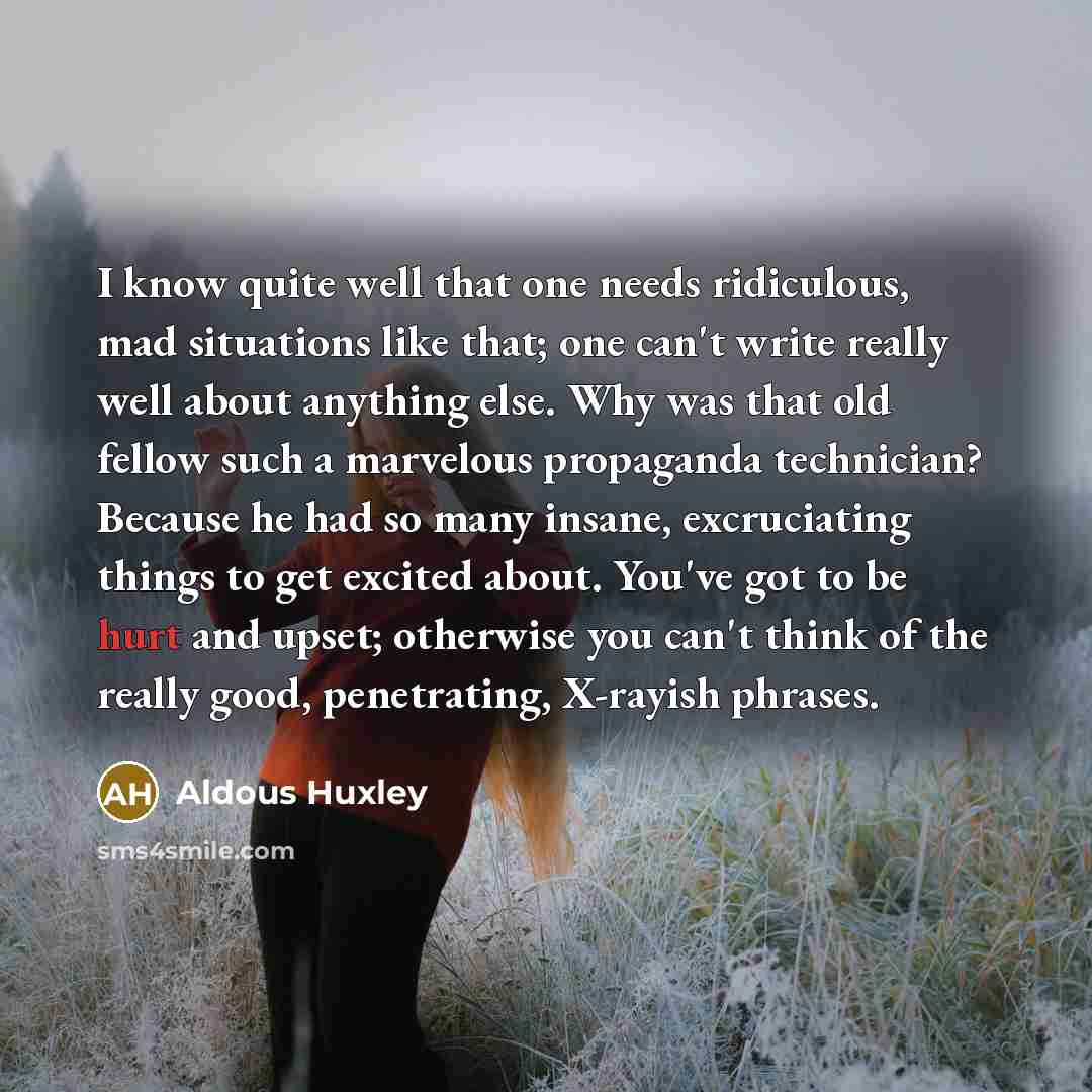 “I know quite well that one needs ridiculous, mad situations…” quote by Aldous Huxley