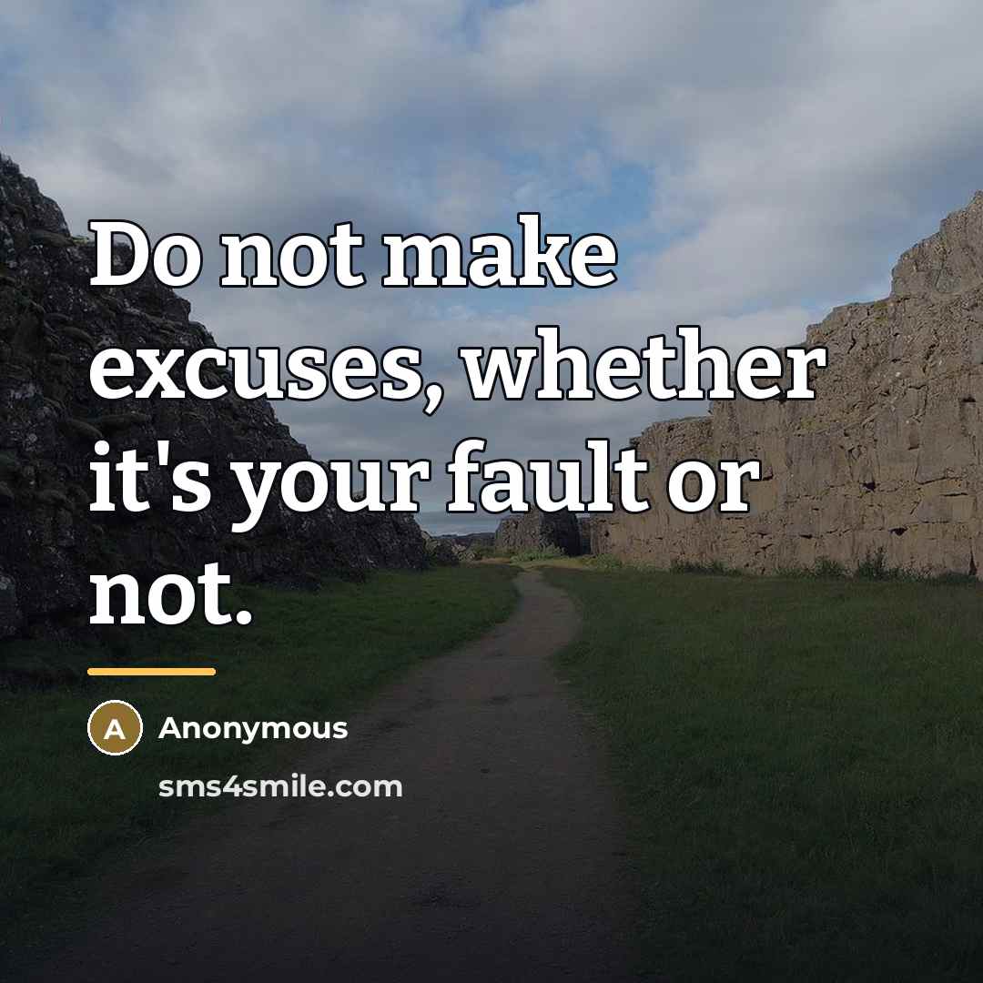 “Do not make excuses, whether it's your fault or not.…” quote by Anonymous