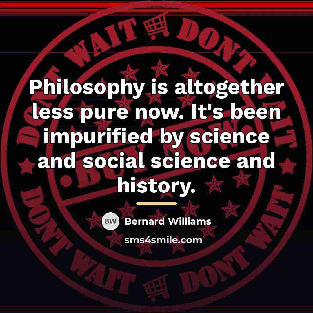 “Philosophy is altogether less pure now. It's been impurified by…” quote by Bernard Williams